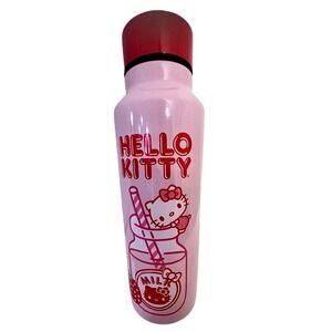 Hello‎ Kitty Pink Milk Bottle Water Bottle Travel Tumbler Red Lid Carry Handle